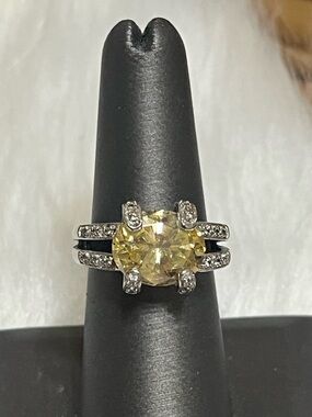 MEDA Sterling Yellow CZ Ring